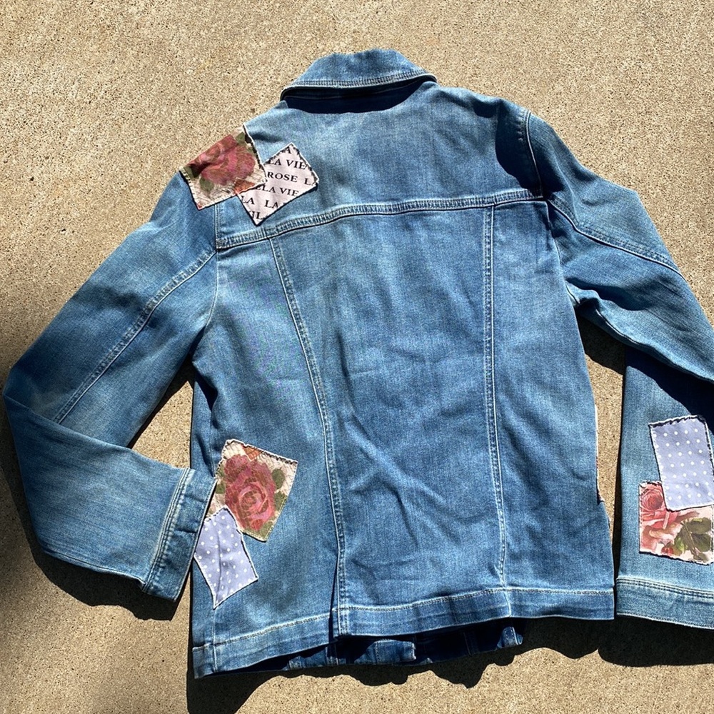 Chico’s Denim Patchwork Jacket Size 1 - image 6